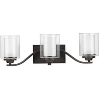 Kene Collection Three-Light Graphite Clear Glass Craftsman Bath Vanity Light - Damp Location Listed