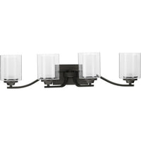 Kene Collection Four-Light Graphite Clear Glass Craftsman Bath Vanity Light - Damp Location Listed