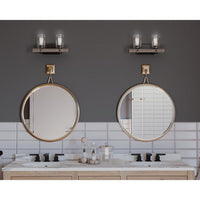 Gulliver Collection Two-Light Graphite Clear Seeded Glass Coastal Bath Vanity Light - Damp Location Listed