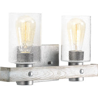 Gulliver Collection Two-Light Galvanized Finish Clear Seeded Glass Coastal Bath Vanity Light - Damp Location Listed