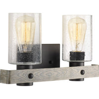 Gulliver Collection Two-Light Graphite Clear Seeded Glass Coastal Bath Vanity Light - Damp Location Listed