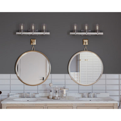 Gulliver Collection Three-Light Galvanized Finish Clear Seeded Glass Coastal Bath Vanity Light - Damp Location Listed