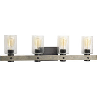 Gulliver Collection Four-Light Graphite Clear Seeded Glass Coastal Bath Vanity Light - Damp Location Listed