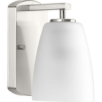 Leap Collection One-Light Brushed Nickel Etched Glass Modern Bath Vanity Light