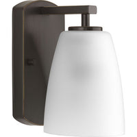 Leap Collection One-Light Antique Bronze Etched Glass Modern Bath Vanity Light