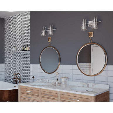 Litchfield Collection Two-Light Polished Chrome Clear Glass Coastal Bath Vanity Light - Damp Location Listed
