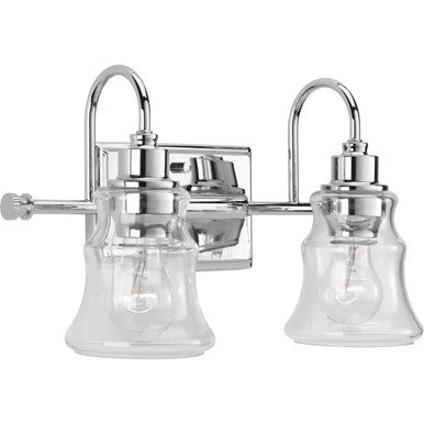 Litchfield Collection Two-Light Polished Chrome Clear Glass Coastal Bath Vanity Light - Damp Location Listed