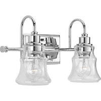 Litchfield Collection Two-Light Polished Chrome Clear Glass Coastal Bath Vanity Light - Damp Location Listed