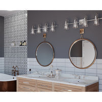 Litchfield Collection Four-Light Polished Chrome Clear Glass Coastal Bath Vanity Light - Damp Location Listed