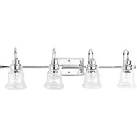 Litchfield Collection Four-Light Polished Chrome Clear Glass Coastal Bath Vanity Light - Damp Location Listed