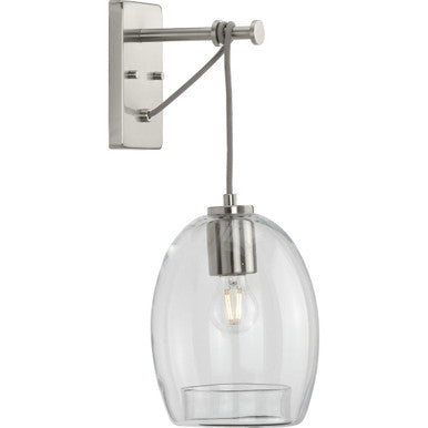 Caisson Collection Brushed Nickel One-Light Wall Bracket - Damp Location Listed