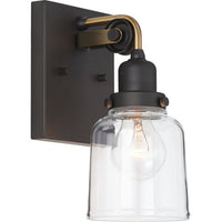 Rushton Collection One-Light Graphite Clear Glass Farmhouse Bath Vanity Light
