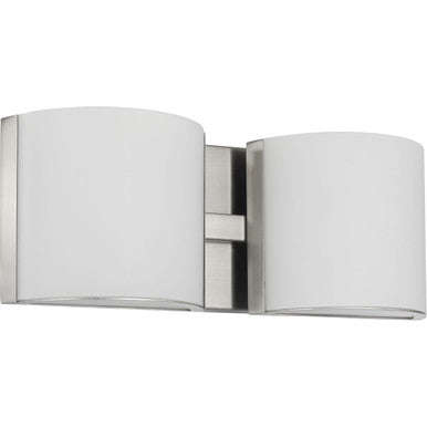 Arch LED Collection Two-Light Brushed Nickel Etched Glass Modern Bath Vanity Light - Damp Location Listed