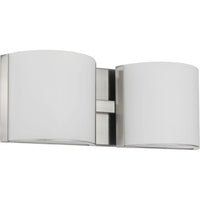 Arch LED Collection Two-Light Brushed Nickel Etched Glass Modern Bath Vanity Light - Damp Location Listed