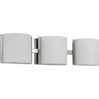 Arch LED Collection Three-Light Brushed Nickel Etched Glass Modern Bath Vanity Light - Damp Location Listed