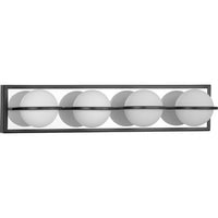 Pearl LED Collection Four-Light Matte Black Opal Glass LED Modern Style Bath Vanity Light - Damp Location Listed