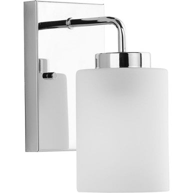 Merry Collection One-Light Polished Chrome and Etched Glass Transitional Style Bath Vanity Wall Light