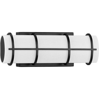 Grid LED Collection 14-inch Matte Black and White Linen Acrylic Modern Style Bath Vanity Wall Light - Damp Location Listed