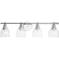 Ambrose Collection Four-Light Farmhouse Polished Chrome Clear Glass Bath Vanity Light - Damp Location Listed