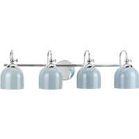 Dalton Collection Four-Light Farmhouse Polished Chrome Metal Shade Bath Vanity Light - Damp Location Listed