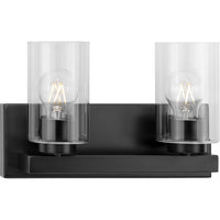 Goodwin Collection Two-Light Matte Black Modern Vanity Light with Clear Glass - Damp Location Listed