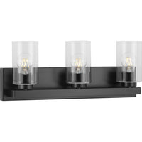 Goodwin Collection Three-Light Matte Black Modern Vanity Light with Clear Glass - Damp Location Listed