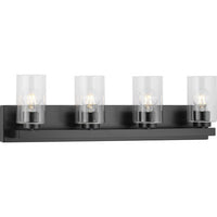 Goodwin Collection Four-Light Matte Black Modern Vanity Light with Clear Glass - Damp Location Listed
