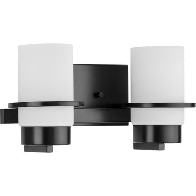 Reiss Collection Two-Light Modern Farmhouse Matte Black Vanity Light - Damp Location Listed