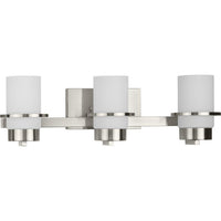 Reiss Collection Three-Light Modern Farmhouse Brushed Nickel Vanity Light - Damp Location Listed