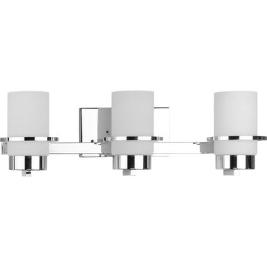Reiss Collection Three-Light Modern Farmhouse Polished Chrome Vanity Light - Damp Location Listed