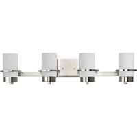 Reiss Collection Four-Light Modern Farmhouse Brushed Nickel Vanity Light - Damp Location Listed