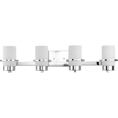 Reiss Collection Four-Light Modern Farmhouse Polished Chrome Vanity Light - Damp Location Listed