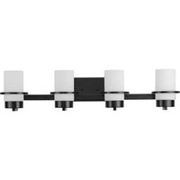 Reiss Collection Four-Light Modern Farmhouse Matte Black Vanity Light - Damp Location Listed