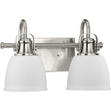 Preston Collection Two-Light Brushed Nickel Coastal Bath and Vanity Light - Damp Location Listed