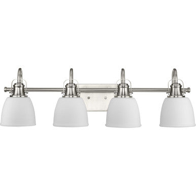 Preston Collection Four-Light Brushed Nickel Coastal Bath and Vanity Light - Damp Location Listed