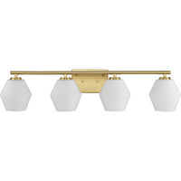 Copeland Collection Four-Light Brushed Gold Mid-Century Modern Vanity Light - Damp Location Listed