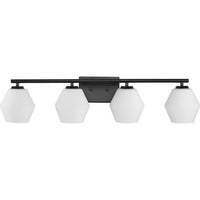 Copeland Collection Four-Light Matte Black Mid-Century Modern Vanity Light - Damp Location Listed