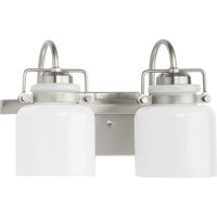 Fessler Collection Two-Light Brushed Nickel Opal Glass Farmhouse Bath Light - Damp Location Listed