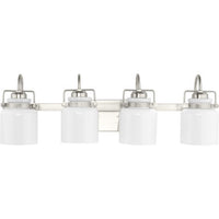 Fessler Collection Four-Light Brushed Nickel Opal Glass Farmhouse Bath Light - Damp Location Listed