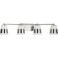 Haven Collection Four-Light Brushed Nickel Opal Glass Luxe Industrial Bath Light - Damp Location Listed