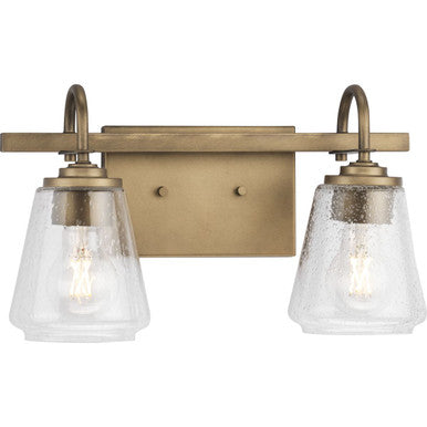 Martenne Collection Two-Light Aged Bronze Modern Farmhouse Vanity Light - Damp Location Listed