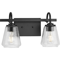 Martenne Collection Two-Light Matte Black Modern Farmhouse Vanity Light - Damp Location Listed