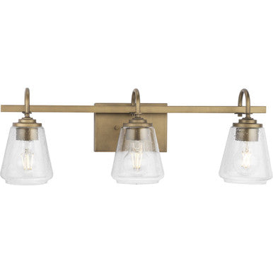 Martenne Collection Three-Light Aged Bronze Modern Farmhouse Vanity Light - Damp Location Listed