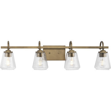 Martenne Collection Four-Light Aged Bronze Modern Farmhouse Vanity Light - Damp Location Listed