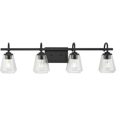 Martenne Collection Four-Light Matte Black Modern Farmhouse Vanity Light - Damp Location Listed
