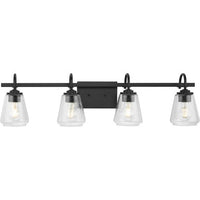 Martenne Collection Four-Light Matte Black Modern Farmhouse Vanity Light - Damp Location Listed