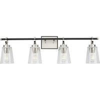 Cassell Collection Four-Light Brushed Nickel Matte Black Luxe Industrial Bath & Vanity Light - Damp Location Listed