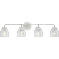 Quillan Collection Four-Light White Plaster Transitional Bath & Vanity Light - Damp Location Listed