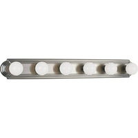Broadway Collection Six-Light Brushed Nickel Traditional Bath Vanity Light - Damp Location Listed