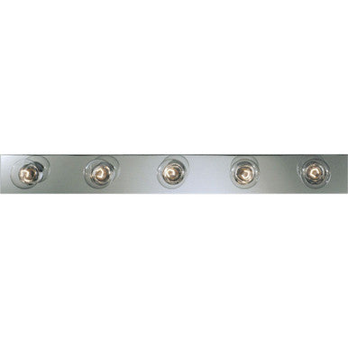 Broadway Collection Five-Light Polished Chrome Traditional Bath Vanity Light - Damp Location Listed - P3116-15